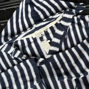 Simply Noelle Navy Vertical Striped Hooded Beach Coverup Cotton NWT Size L/XL